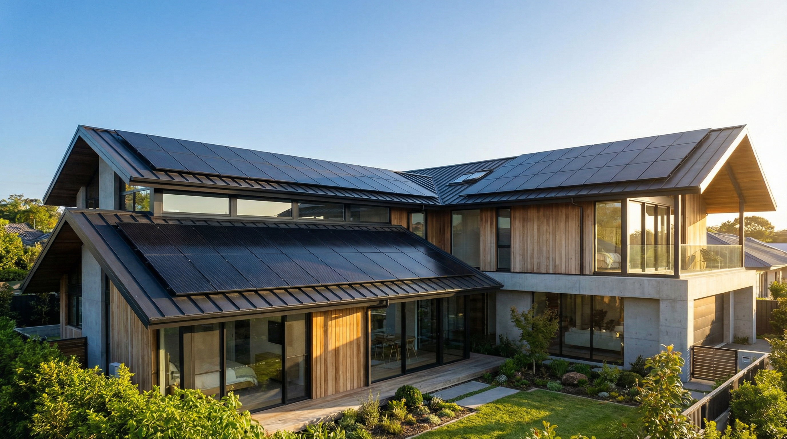 Solar panels on residential roof